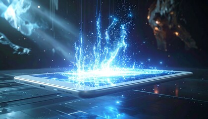 Tablet erupts with digital light