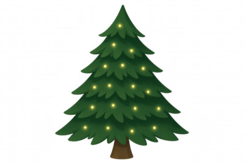 Christmas tree with glowing lights, celebrating winter holidays, preparing for festive season greeting cards and decorations