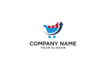 Fototapeta premium Illustration of a rising shopping cart logo design.