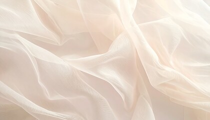 Obraz premium Elegant flowing beige chiffon fabric background with soft waves and textures