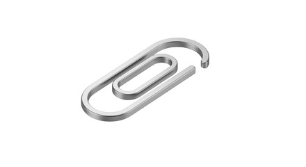 Silver Paperclip on Transparent Background Minimalist Office Supply