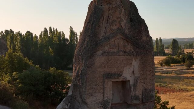 Aerial videos of the Anatolian Phrygian Valley Lion Rock