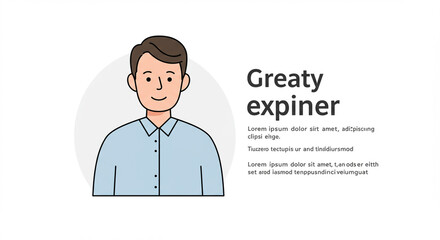 Clean Line Art Portrait of a Friendly Man for Corporate Profile Template with Ample Copy Space.