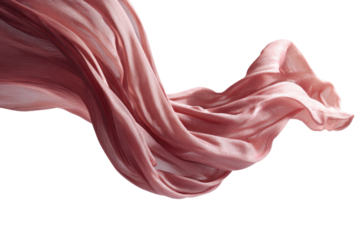 Flowing pink silk fabric, elegant and graceful, isolated on transparent background. background removed