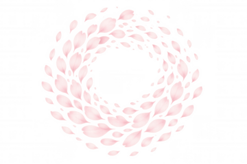 Cherry blossom petals forming a swirling circle, representing spring, beauty, and renewal on transparent background