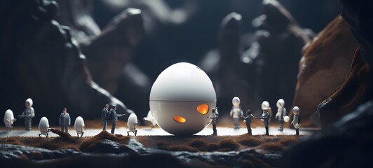 Tiny figures from life egg, ai generative