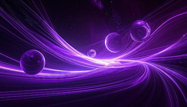 Abstract Purple Energy Field with Glowing Spheres