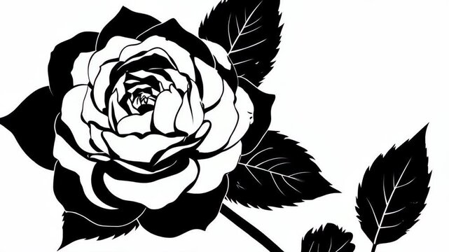 Black and white silhouette of a rose