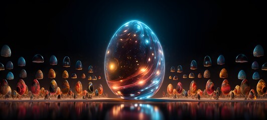 Tiny figures from life egg, ai generative