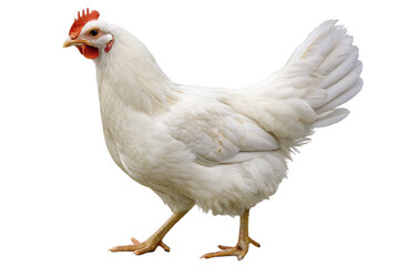 Fototapeta premium A full body shot of a white chicken standing on its feet with a black background in the image frame created with generated ai