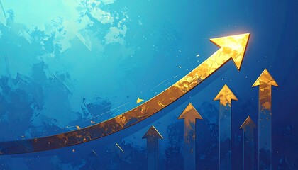 Dynamic Gold Growth Trend Visualized on Azure Background
