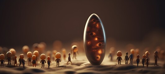 Tiny figures from life cocoon, ai generative