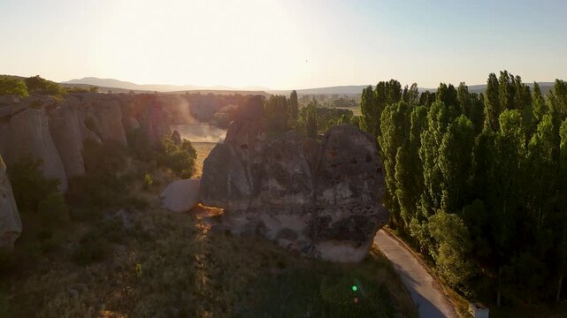 Aerial videos of the Anatolian Phrygian Valley Lion Rock
