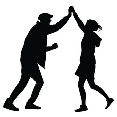 Couple dancing in street silhouette