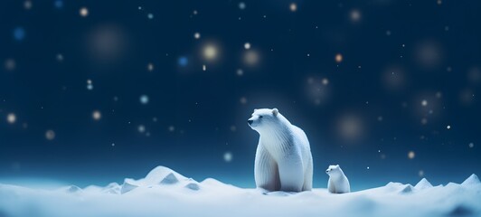 Tiny figures from life snow bear, Miniature Snow Bears in a Winter Wonderland, ai generative