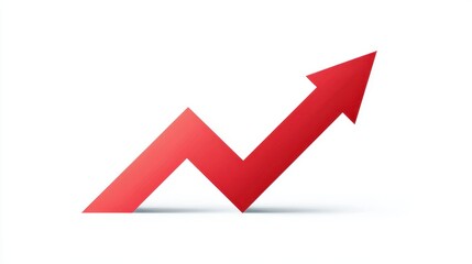 An upward arrow chart clipart, success element, bold flat design, isolated on white background.