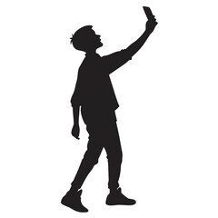 Teenager taking selfie silhouette