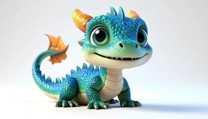 Obraz premium Cute Cartoon Dragon Digital Art