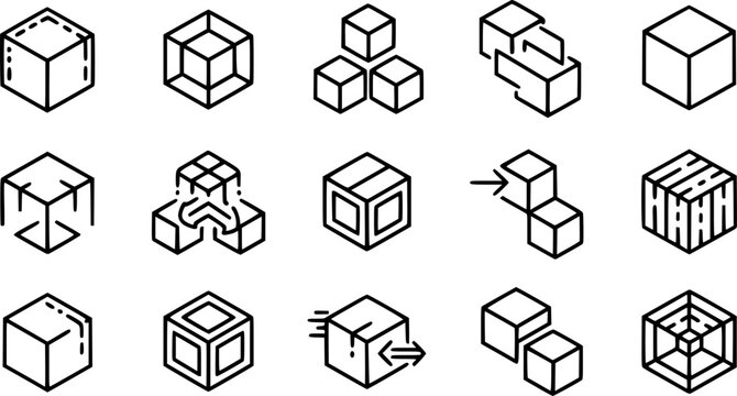 Simple set of buzzle cubes icons in trendy line style.