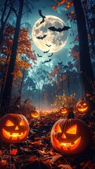 Halloween Night in the Autumn Forest
