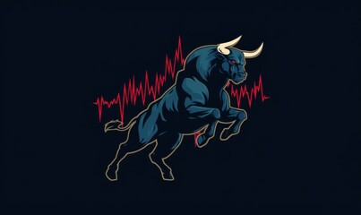 Fototapeta premium Bull Market Illustration with Stock Chart Background.