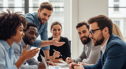 Team Brainstorming in Modern Office