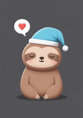 Cute Sloth Wearing Sleeping Hat with Heart Icon