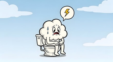 Stressed Cloud on Toilet.