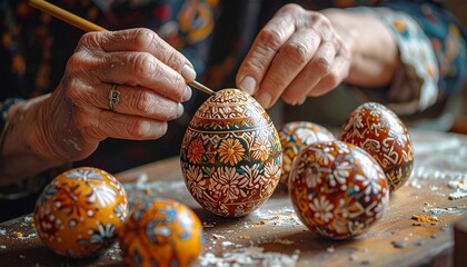 Hungarian cultural waxresist tradition heritage preservation egg decorating patterns, Easter intricate technique, artistic