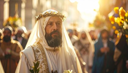 Holy celebration ceremony, participants Week procession altars, faithful decorated solemn Easter religious