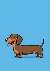 Happy Cartoon Dachshund Dog Standing, Vector Illustration