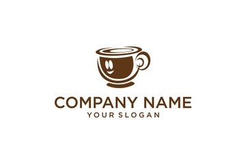 happy coffee smile company logo vector illustration template design