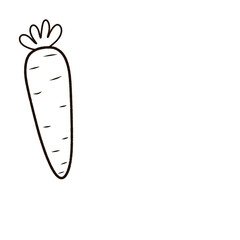 Black and white carrot illustration. Carrot sketch on a white background. Carrot drawing with a simple black border. Hand drawn carrot illustration.