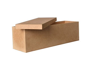 small wooden box for object holder with sliding cover isolated on white background