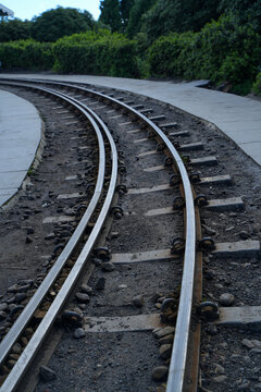 toy train railroad tracks in the countryside Datrjeeeling.