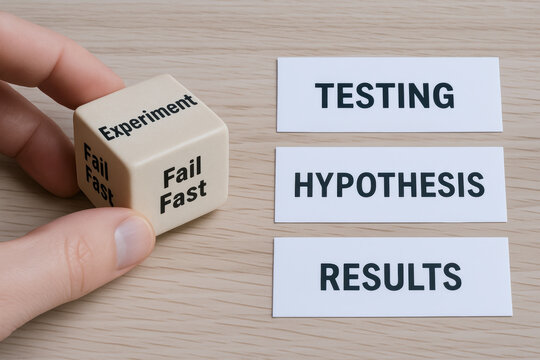 Innovative strategy for scientific framework includes experiment testing hypothesis and results to achieve fast learning and improvement research