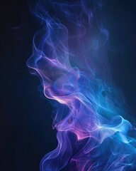 Dark Neon Ribbon Background – Electric Blue & Magenta Glow with Subtle Smoke