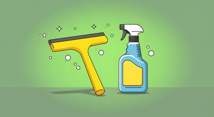 Window Cleaning Tools: Squeegee and Spray Bottle