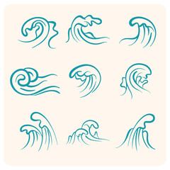 Abstract Blue Waves Vector Collection