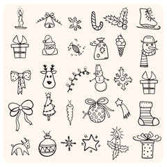 Detailed Hand-Drawn Christmas Doodles Collection