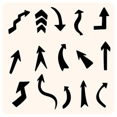 Set of Bold Hand-Drawn Arrow Silhouettes