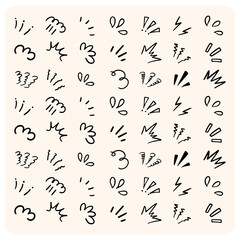 Set of Hand-Drawn Doodles for Sound and Motion