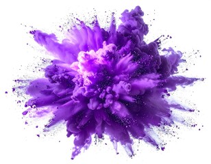 Dynamic Violet Ink Explosion Against White Background