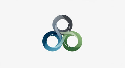 Abstract geometric logo design with three interlocking infinity loops symbolizing synergy, connection, and eternal concepts on a clean background