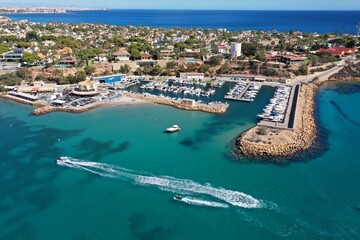 Aerial view of Marina Cabo Roig, in the Mediterranean Spanish province of Alicante.