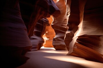 Sunlit sandstone canyon passage