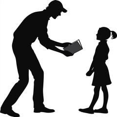 Teacher handing book silhouette