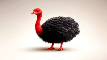 Naklejka premium Colorful and Unique Bird with Red Head and Black Feathers on Simple Background