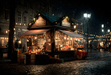 Verkaufsstand am Weihnachtsmarkt, keine Logos