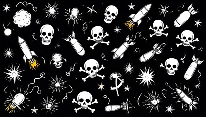 Warfare motif sketch art pattern